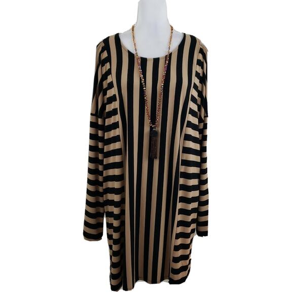 Zenergy Chico's~Woman Sz 3 (XL)~Cold Shoulder Vertical Stripe Knit Tunic Blouse - Picture 5 of 12